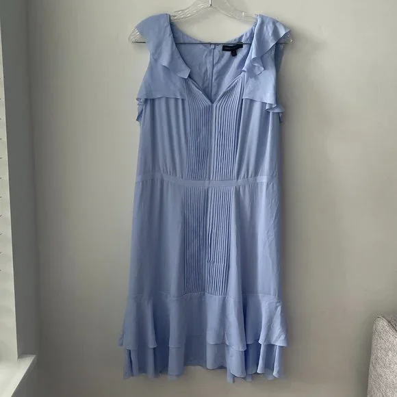 banana republic light blue dress BANANA REPUBLIC Size 0 Light Blue 3/4 Sleeve DRESS